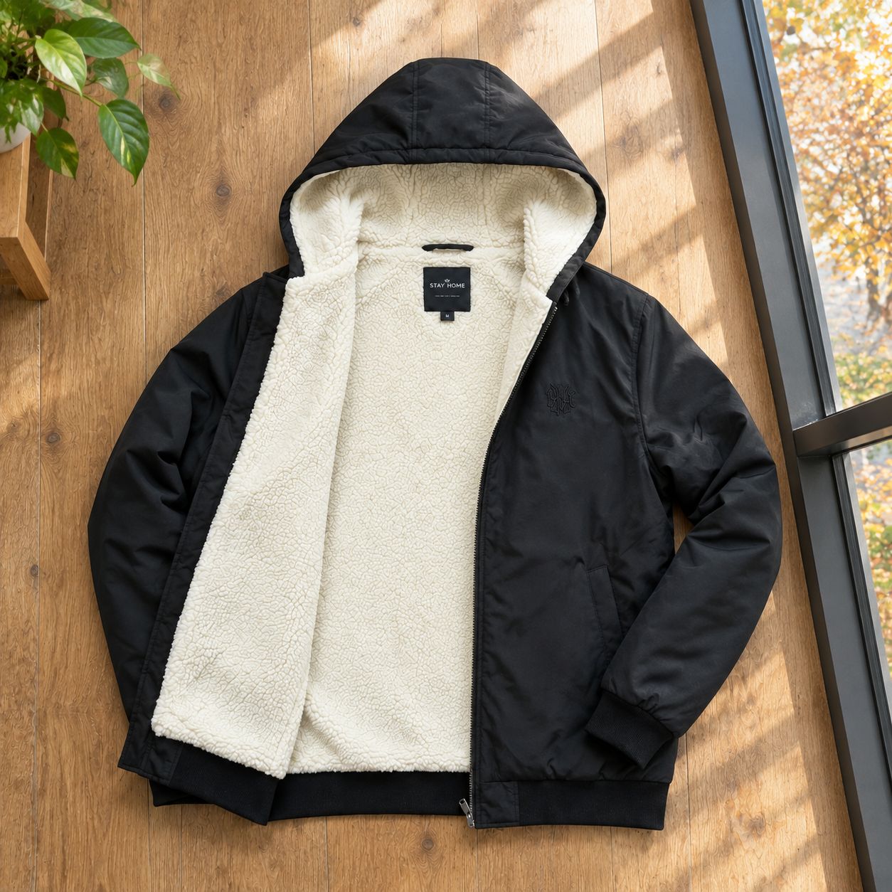 سوییشرت مردانه مشکی داخل تمام خز مدل adidas-مشکی